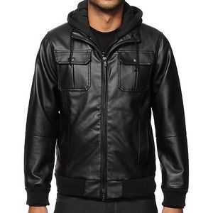 OBEY Leather Hoodie Jacket